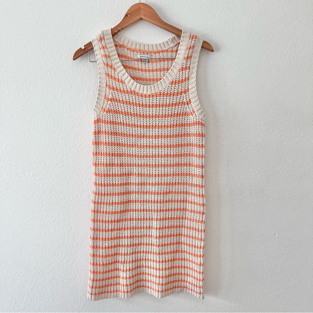 American Eagle Cream Coral Striped Knit Sweater Dress Sz S